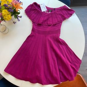 Ted Baker Dilpree Off the Shoulder Skater Dress in Fuchsia